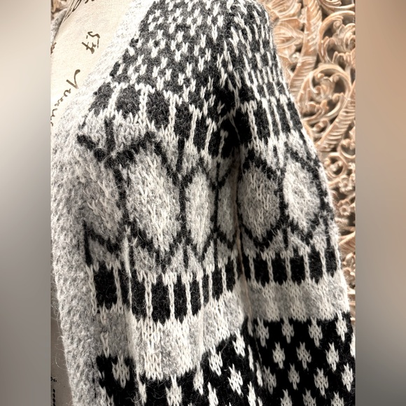 Lara Knit Black & Gray Mohair Wool Sweater Cardigan, Made in Italy 🇮🇹 - size M - Picture 7 of 12